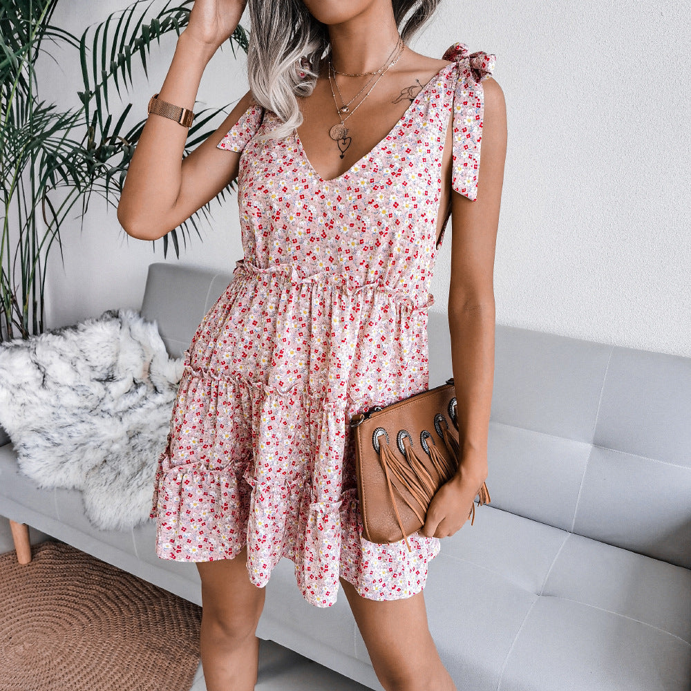Damen V-Ausschnitt Sommerkleid mit Rüschendetails Leicht Norvielle