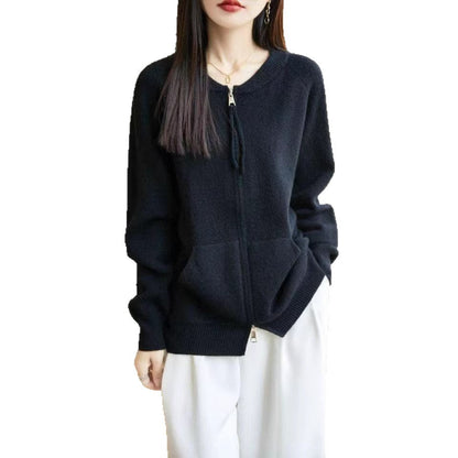 Damen Strickjacke Reißverschluss Taschen Norvielle
