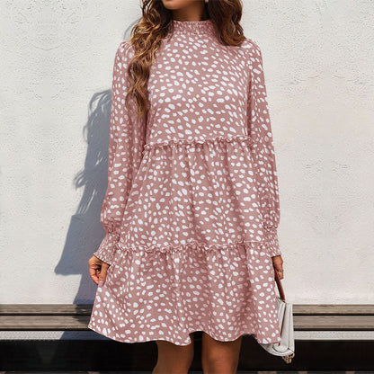 Damen Midi-Kleid mit Rüschendetails Langarm