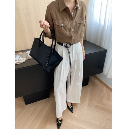 Damen Overshirt Bluse aus Baumwolle mit Brusttaschen und elegantem