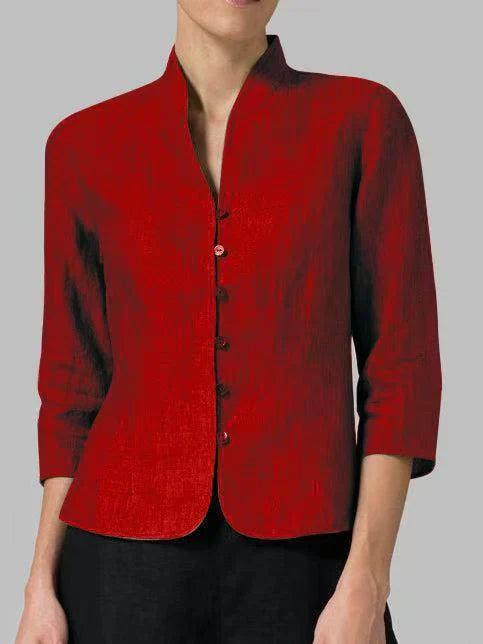 Damen Taillierte Kurzjacke Stehkragen Elegant Schwarz - Norvielle