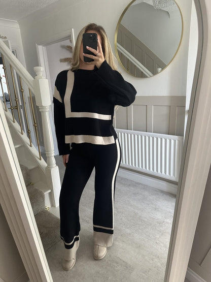 Damen Strick-Loungewear-Set geometrisches Muster Norvielle