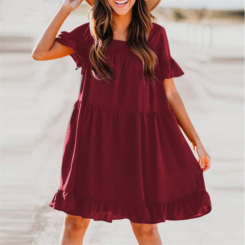Damen Sommerkleid Rüschendetails Weite Ärmel Norvielle