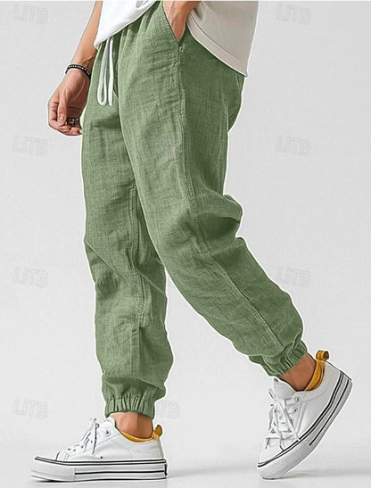 Herren Leinenhose Elastischer Bund Bequem Norvielle