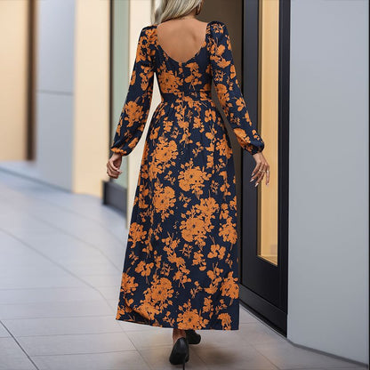 Damen Maxikleid mit Seitenschlitz Florales Design