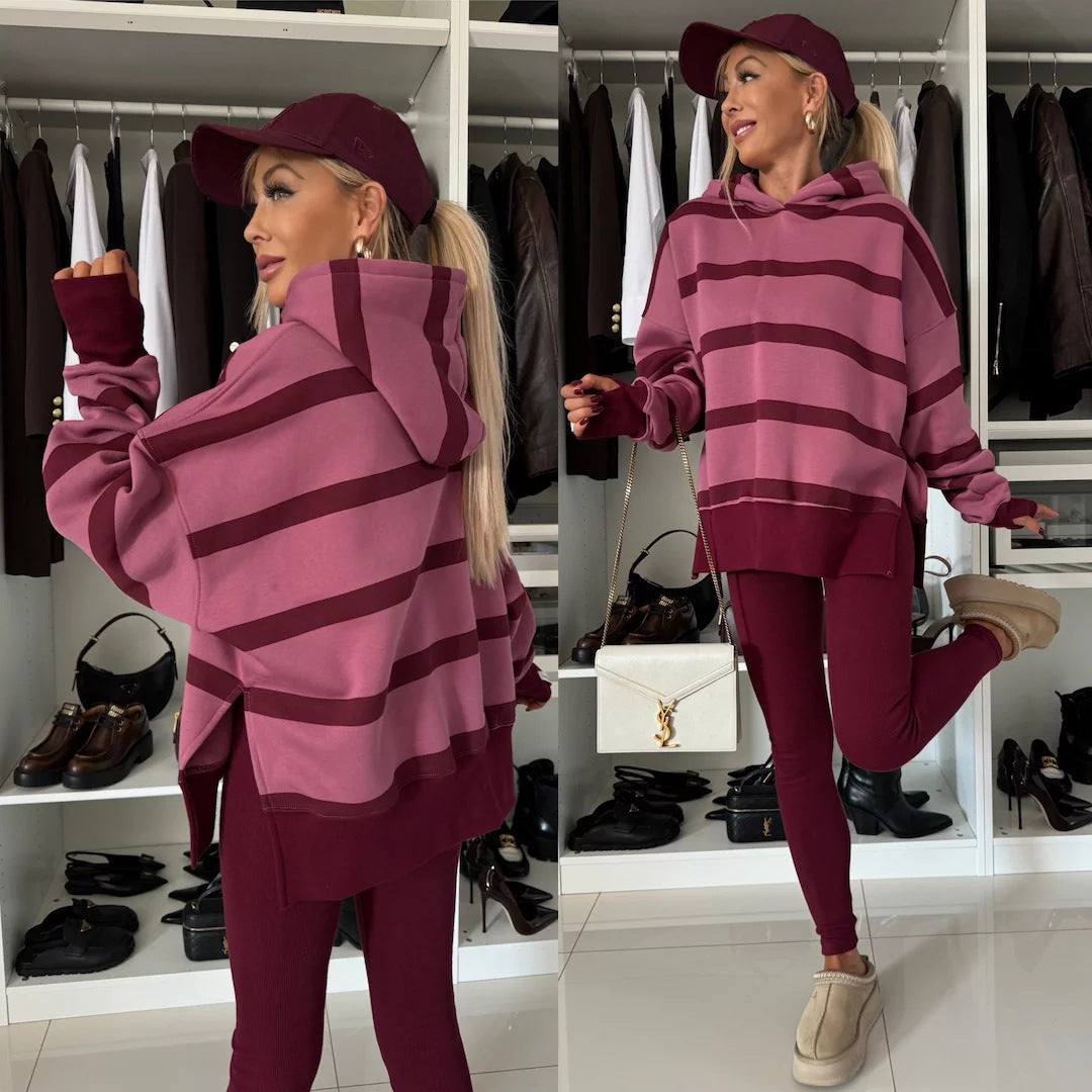 Damen Kapuzenpullover Animal-Print Erweiterter Ärmel Norvielle