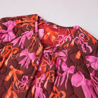 Damen Steppjacke Leicht Schleifenmuster Norvielle