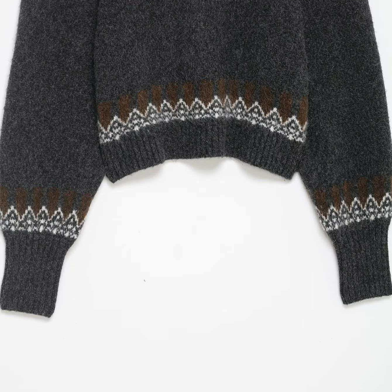 Damen Strickpullover Norwegermuster Weit