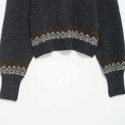 Damen Strickpullover Norwegermuster Weit