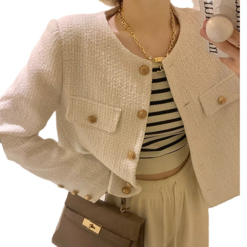 Damen Kurzblazer Goldene Knöpfe Moderner Schnitt
