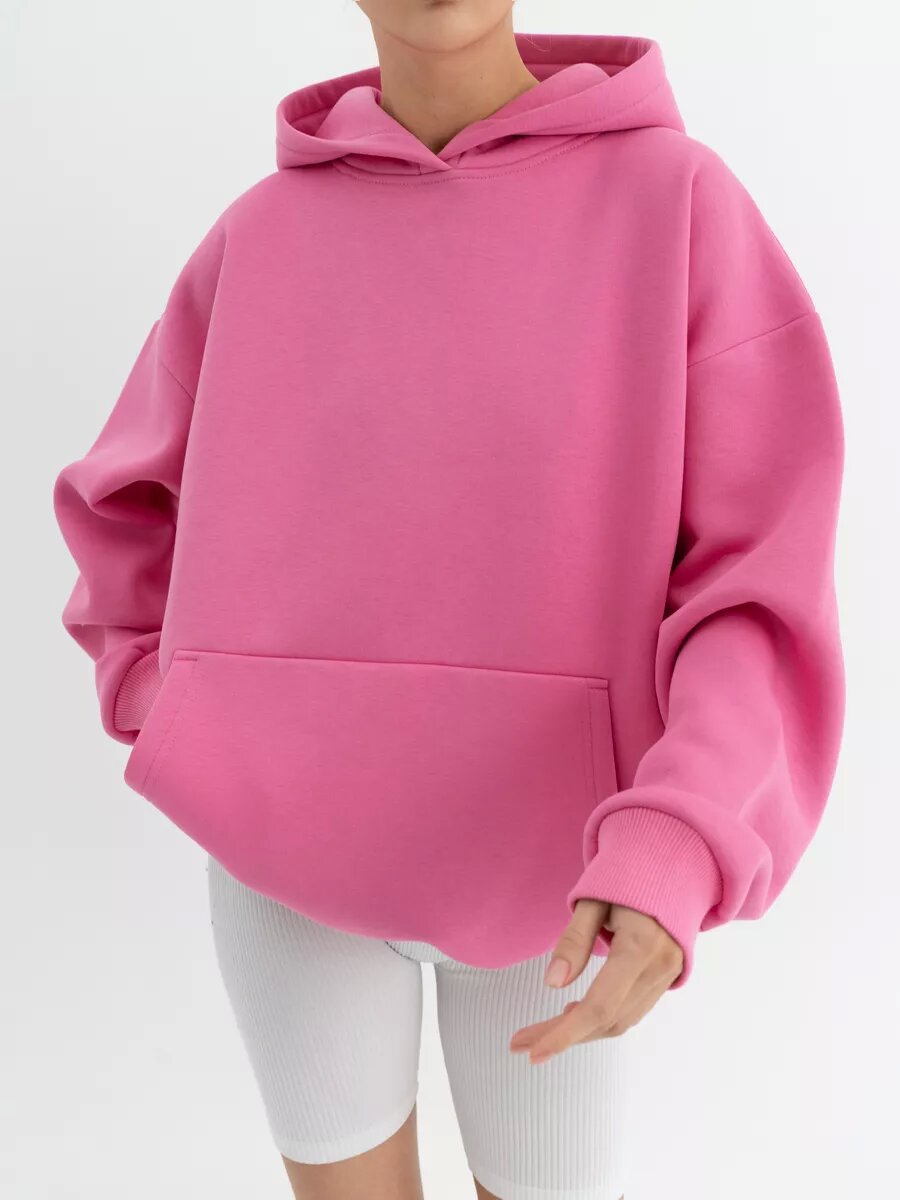 Damen Oversize Kapuzenpullover Baumwollmix
