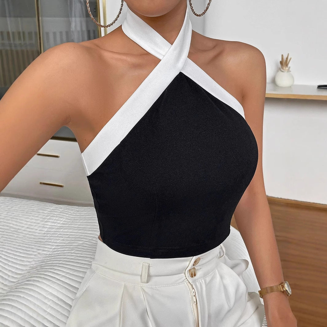 Damen Cropped- mit Kreuz-Trägern aus hochwertigem Stoff