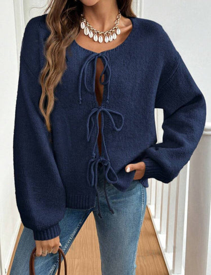 Damen Strickpullover mit Knotendetails