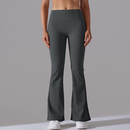 Damen Fitnesshose Flared High-Waist Sportleggings für Training