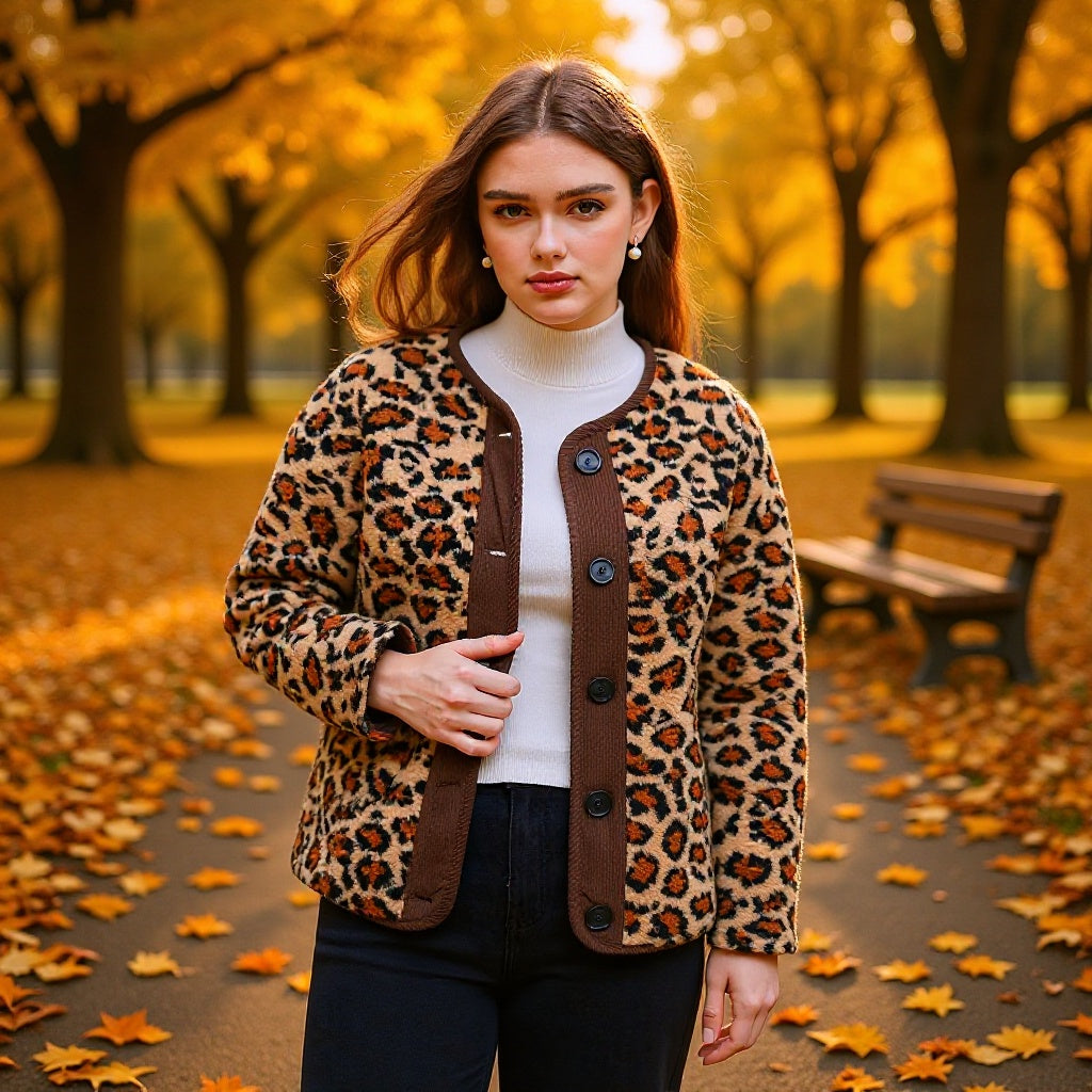Damen Isolierte Leopardenjacke Wärme Norvielle - Norvielle