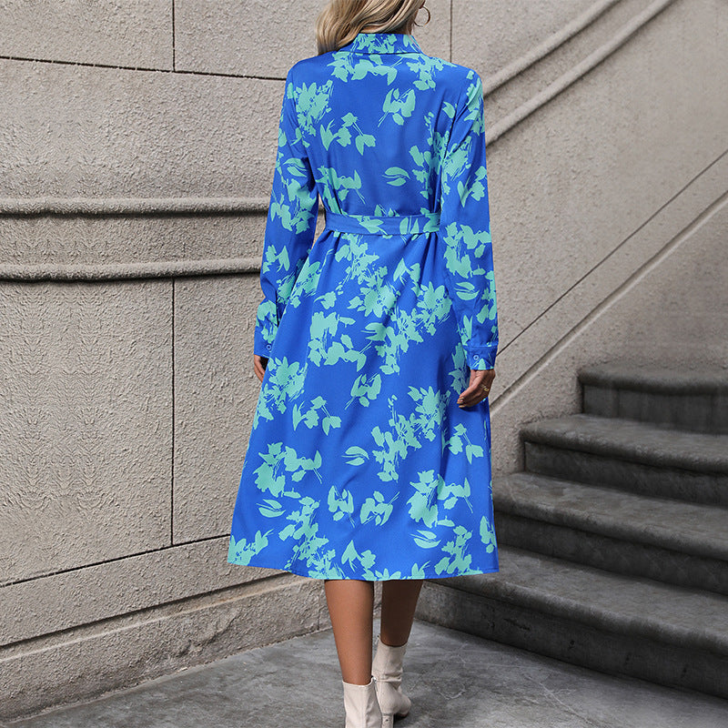 Damen Hemdblusenkleid mit Blumenmuster und bindbarem Gürtel Norvielle