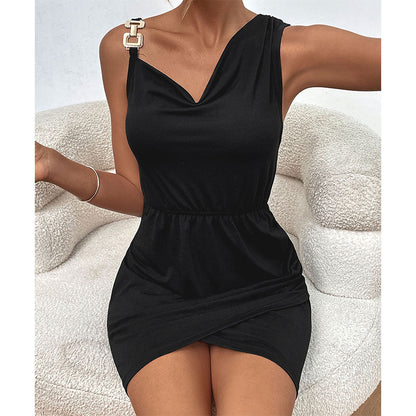Damen Wickelkleid Asymmetrisch Mit Trägerschnallen Norvielle