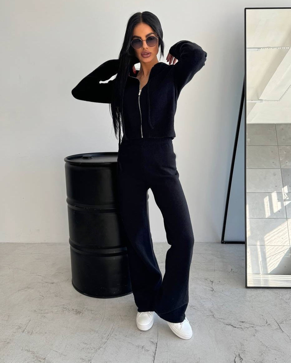Damen Fleece-Jumpsuit Bequem Kapuze Reißverschluss Norvielle