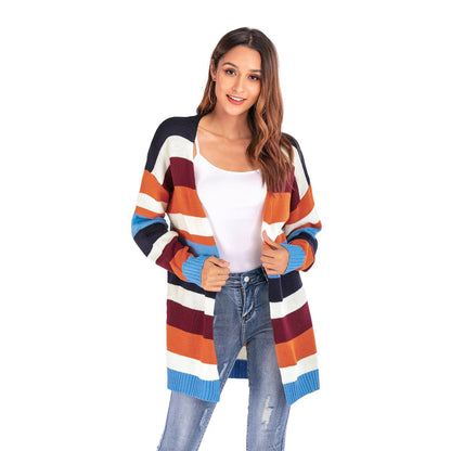 Damen Strickcardigan Lässig Streifen Muster Norvielle