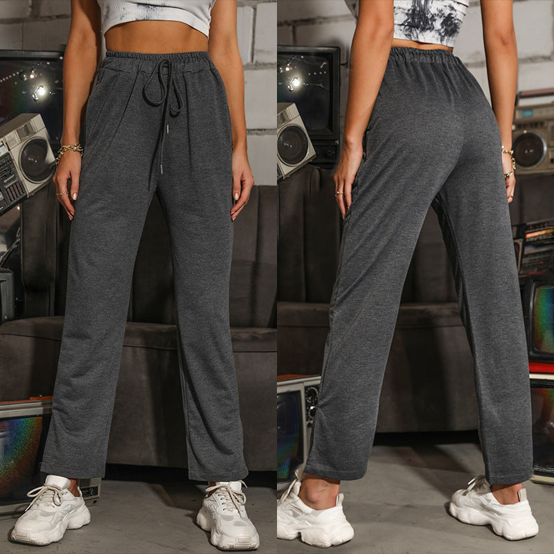 Damen Jogginghose Verstellbarer Bund Gerader Schnitt
