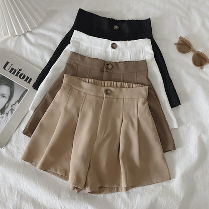 Damen Shorts Faltenwurf Knopfdetail Elegante