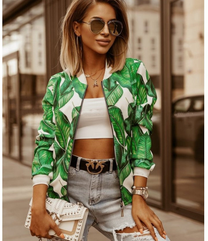 Damen Bomberjacke Floralmuster Bequem Norvielle