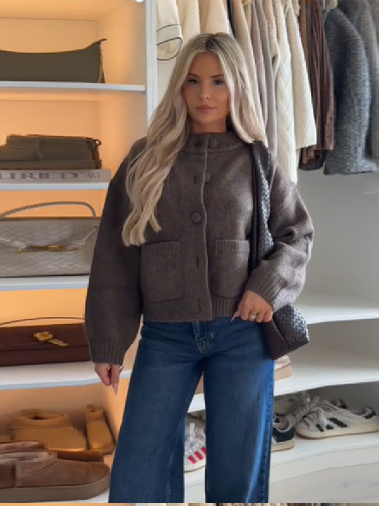 Damen Strickjacke Komfortabel Große Taschen Norvielle