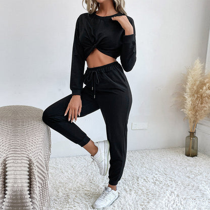 Damen Jumpsuit Elastischer Bund Knoten-Detail Schwarz - Norvielle