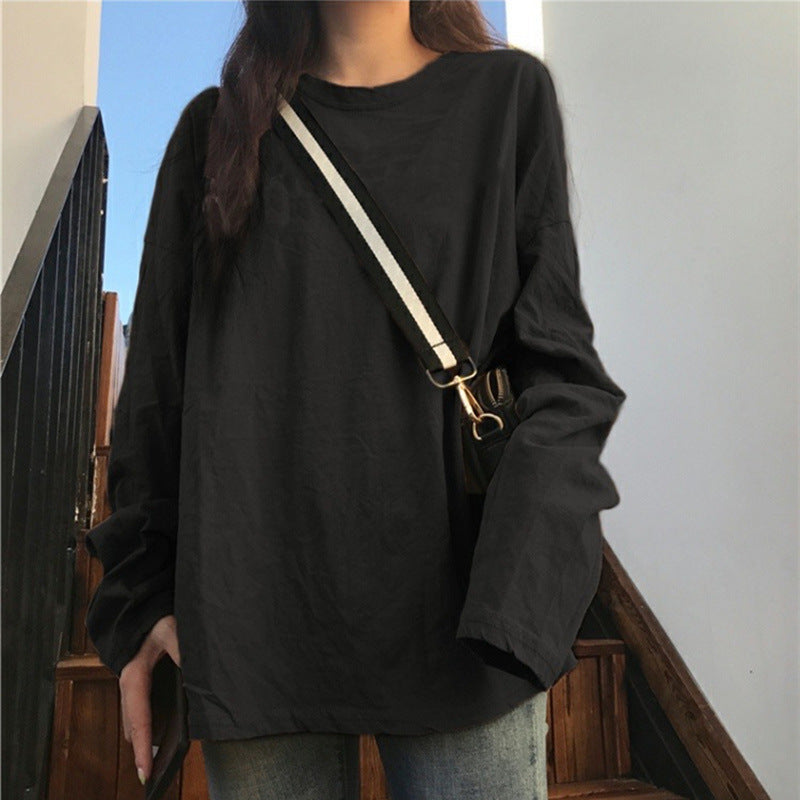 Damen Langarmshirt Baumwolle Klassisch Weiß