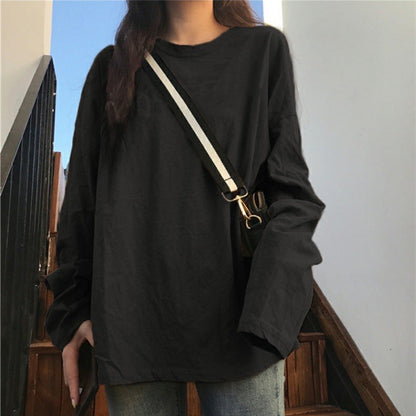 Damen Langarmshirt Baumwolle Klassisch Weiß