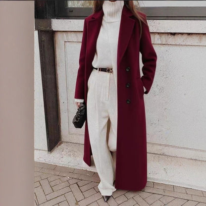 Damen Trenchcoat Jacke Lang Leder Gürtel