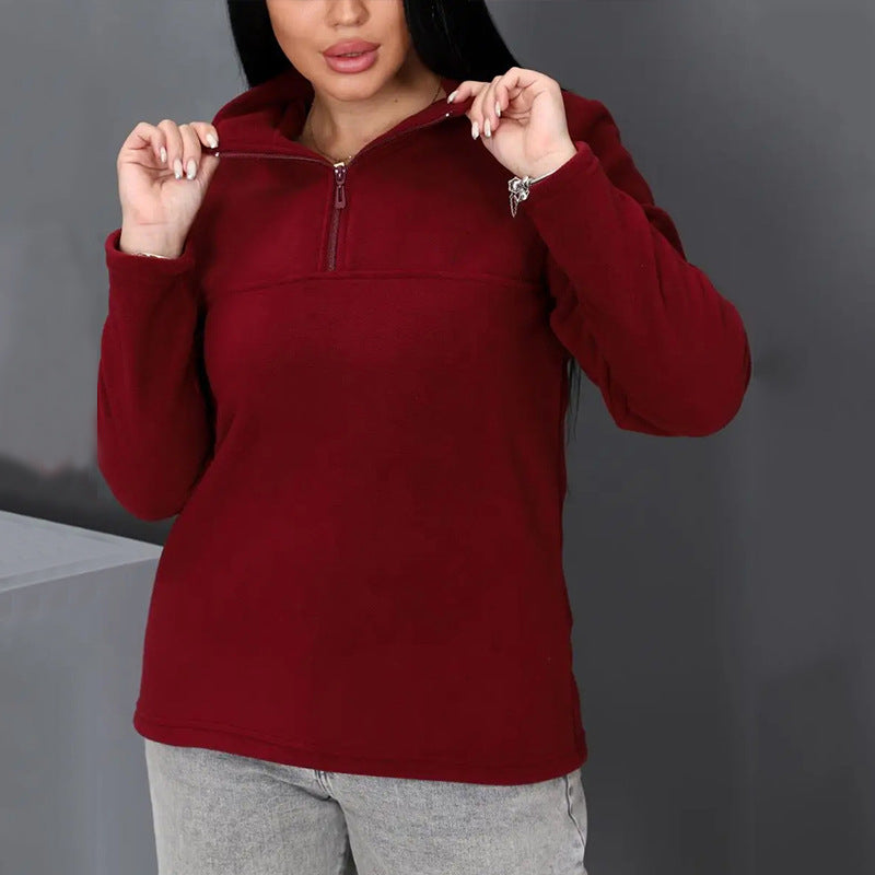 Damen Fleece Pullover Stehkragen Halbzipp Norvielle