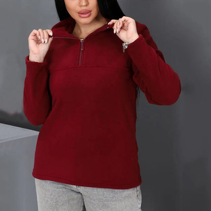Damen Fleece Pullover Stehkragen Halbzipp Norvielle