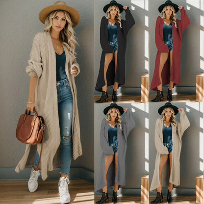 Damen Strickcardigan Lässig Offene Kanten Beige - Norvielle