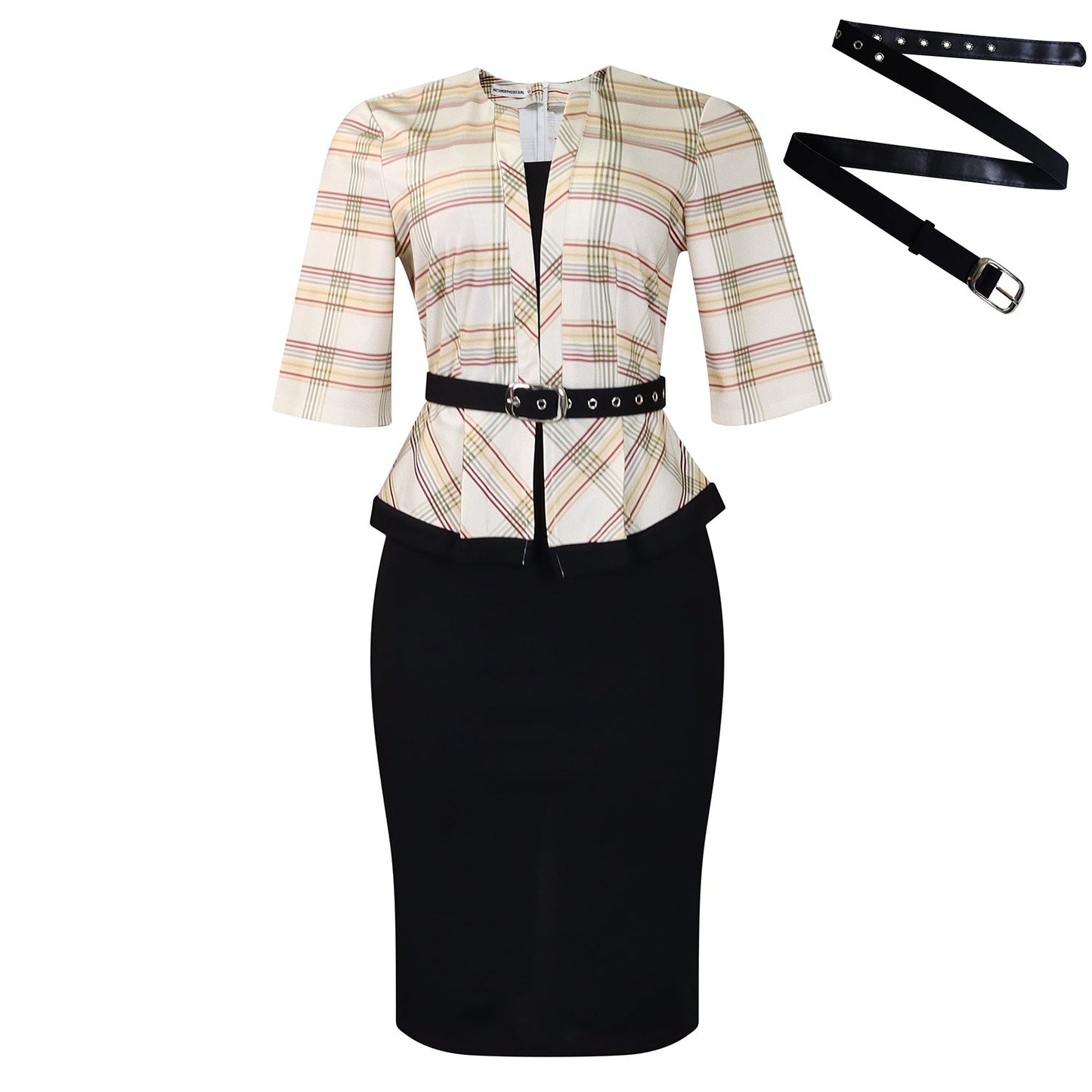 Damen Etuikleid Blazer-Oberteil Abnehmbarer Gürtel Norvielle