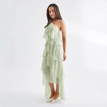 Damen Maxikleid mit Rüschendetails Elegantes Design