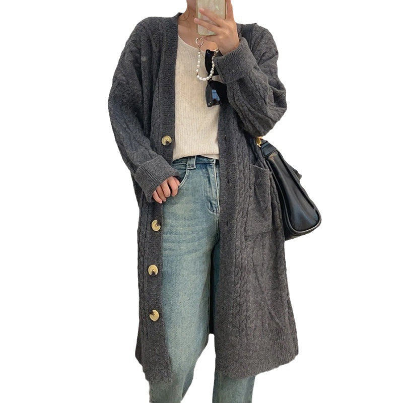 Damen Strickmantel Zopfmuster Taschen Norvielle