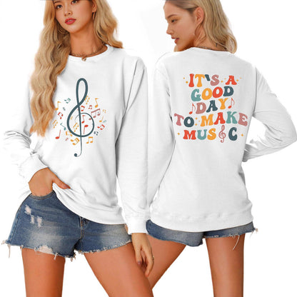 Damen Sweatshirt Musik Motiv Weiß