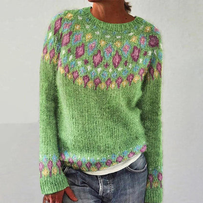 Damen Strickpullover Lebendiges Muster Komfortschnitt Norvielle
