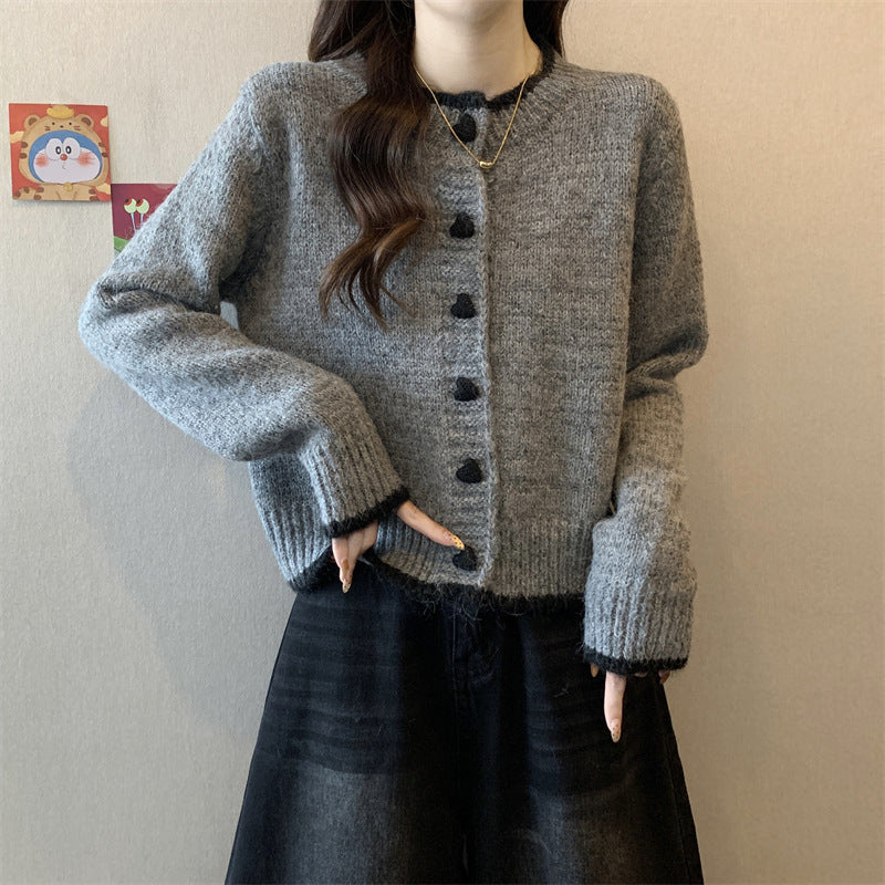 Damen Strickjacke Herzknöpfe Norvielle