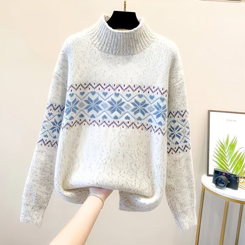 Damen Rollkragenpullover Nordisches Muster Norvielle