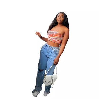 Damen Zerrissene Mom Jeans Norvielle