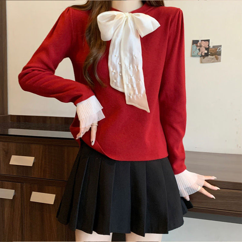 Damen Oberteil mit Schleifen-Applikation Elegantes Design Norvielle