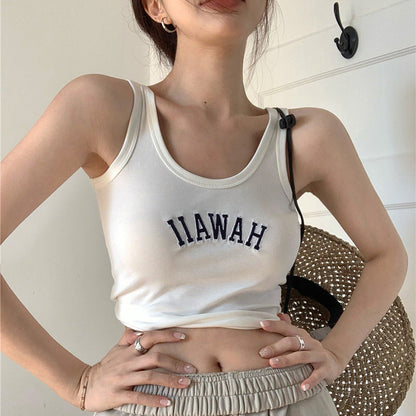 Damen Tanktop Baumwolle Bequem Weiß