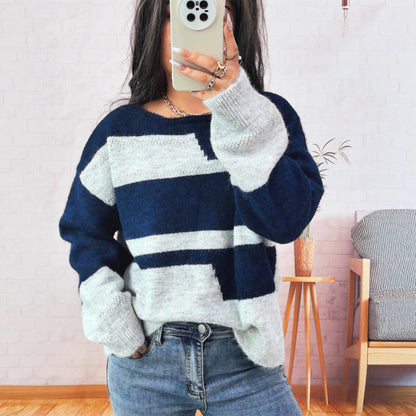 Damen Strickpullover Blockstreifen Norvielle