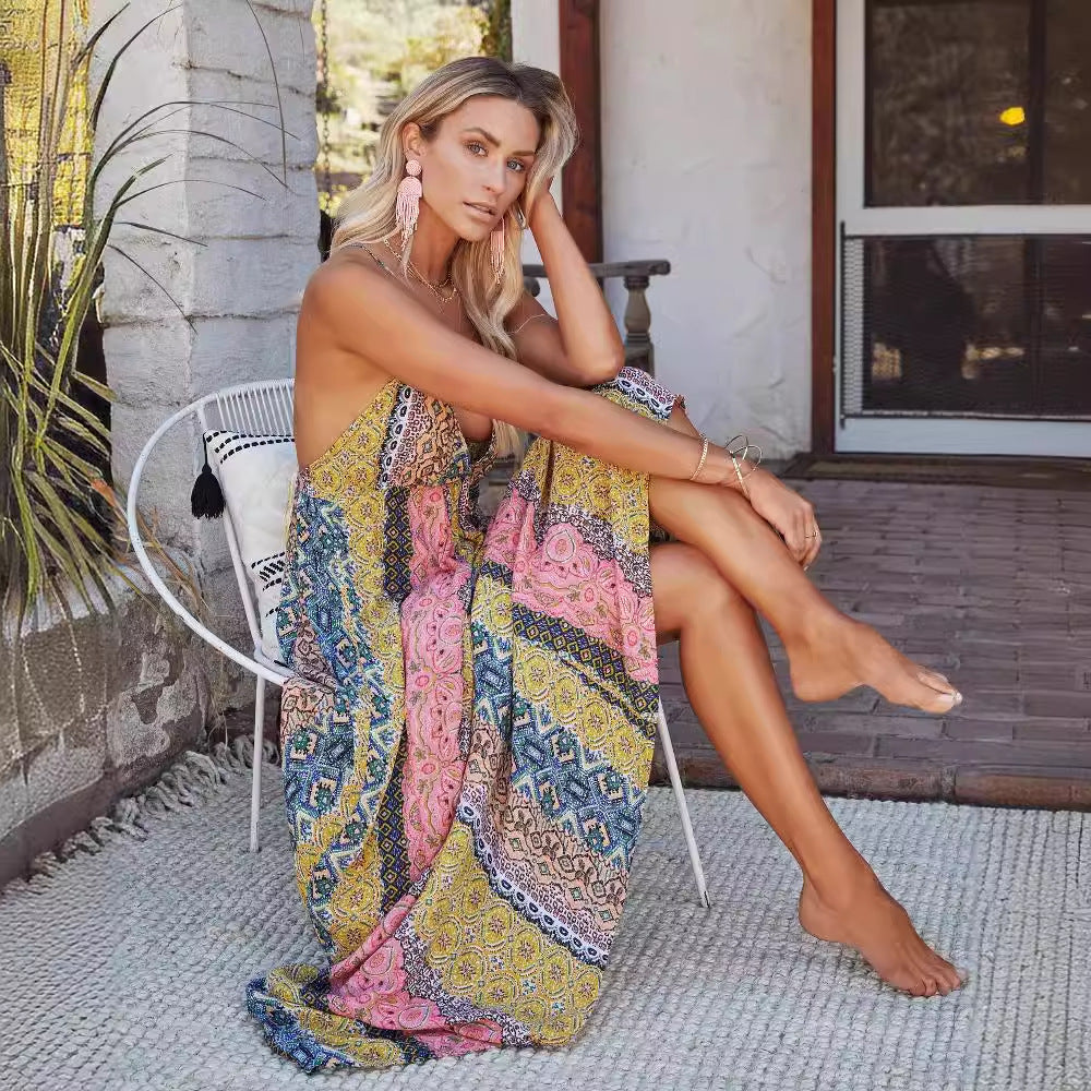 Damen Maxikleid Multi-Muster Verstellbare Träger Norvielle