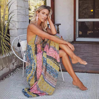 Damen Maxikleid Multi-Muster Verstellbare Träger Norvielle