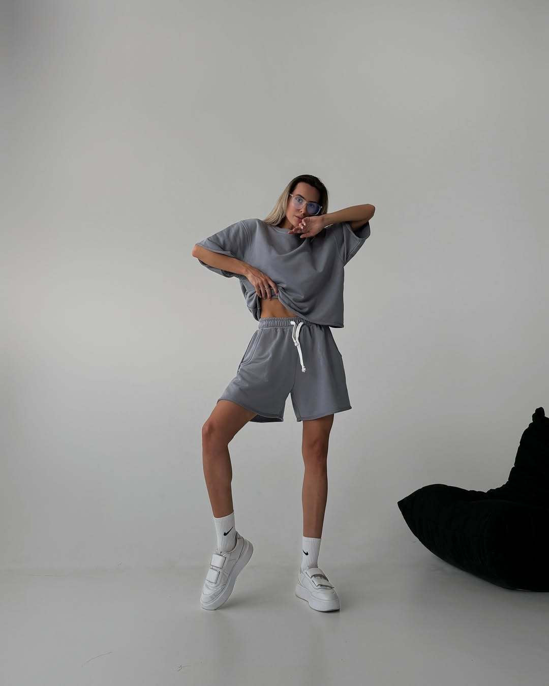 Damen Shorts-Set mit Oberteil und Knöpfen Norvielle
