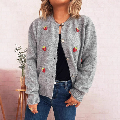 Damen Strickjacke Erdbeerdesign Norvielle - Norvielle