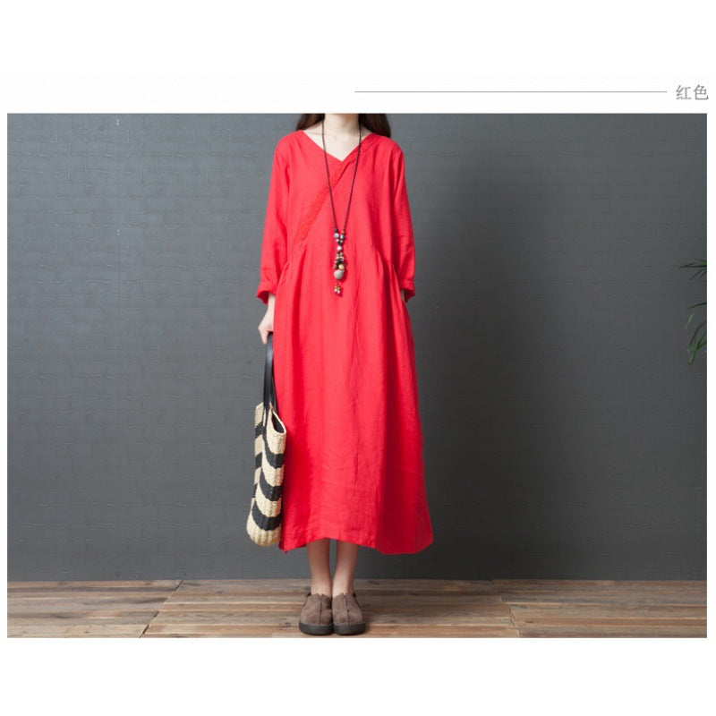 Damen Maxikleid V-Ausschnitt Locker Norvielle